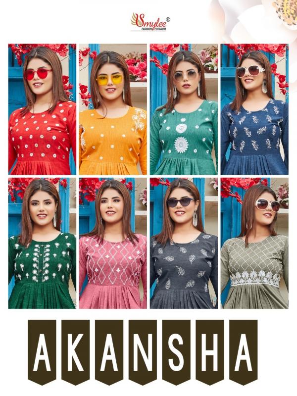 Smylee Akansha Beautiful Rayon Embroidery Flair Kurti 